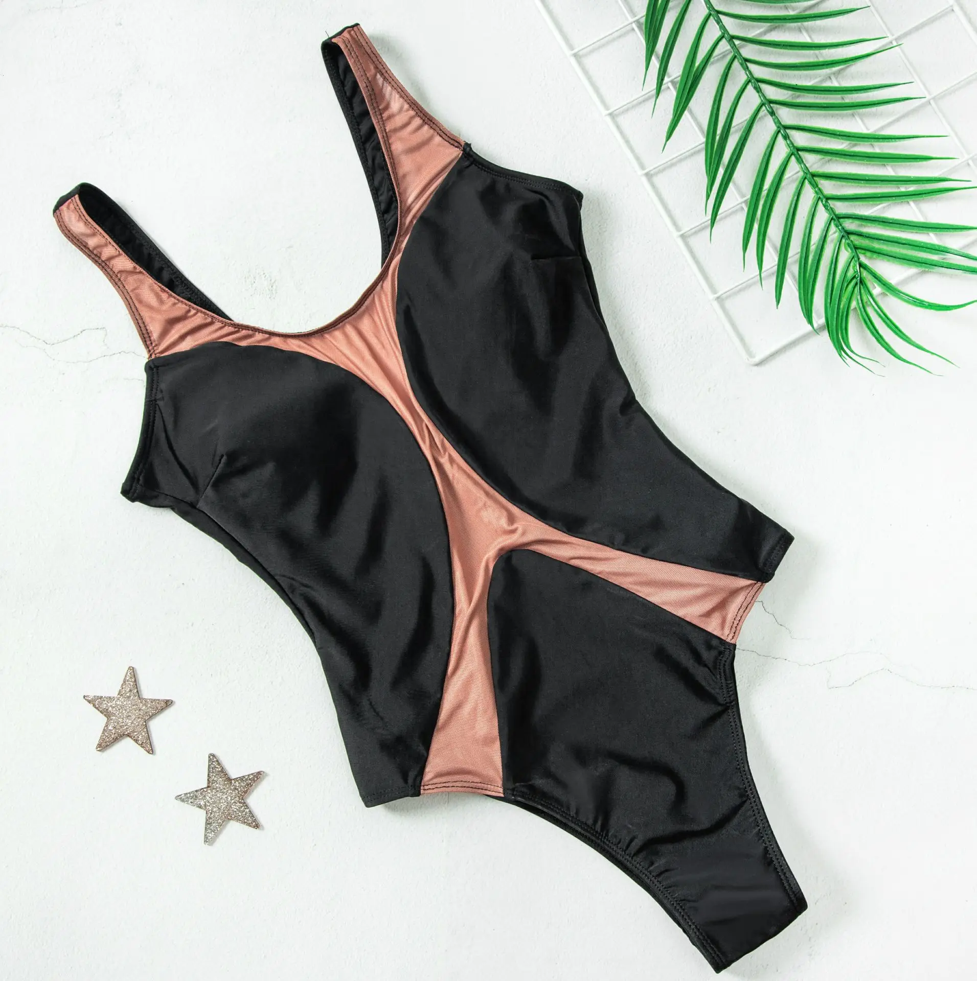BLESSKISS Sexy Mesh See Through One Piece Swimsuit Women 2022 High cut Monokini Swimwear Swimming Suit For Women Bathing Suit