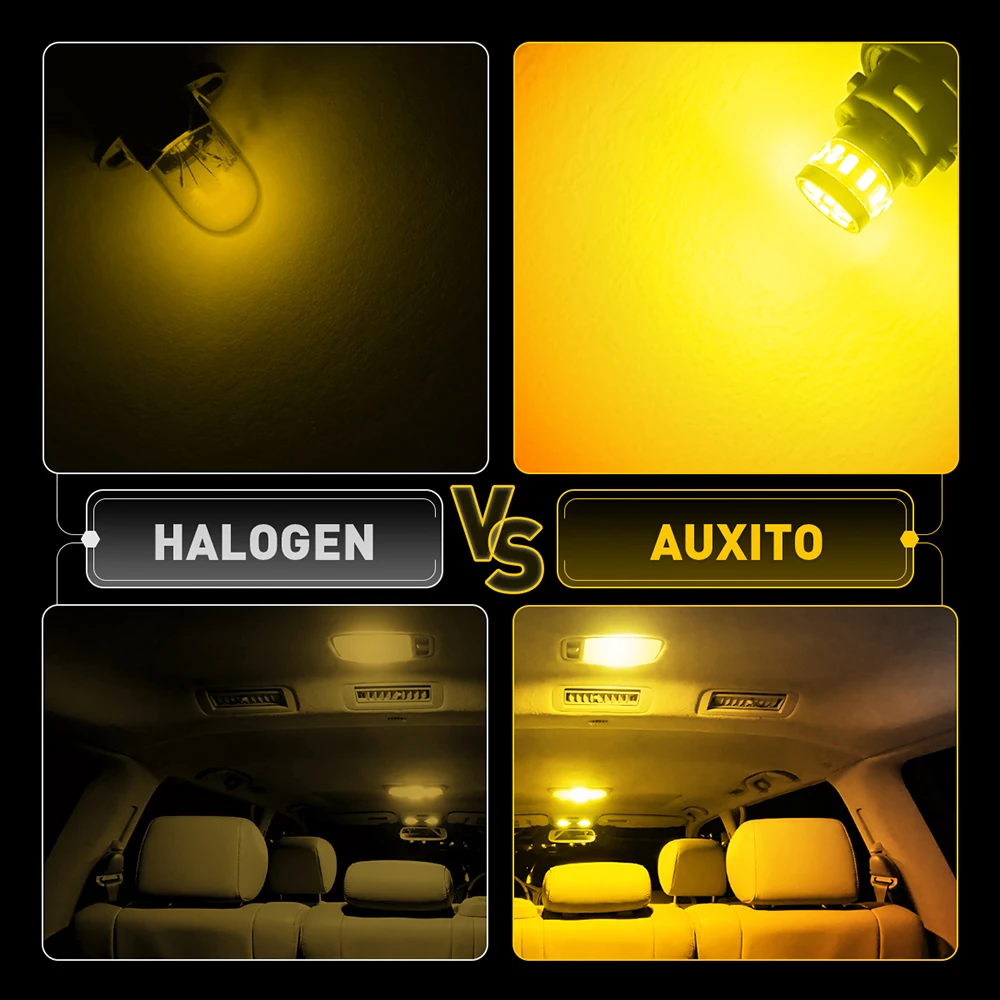 AUXITO 2Pcs Car Light T10 Led Yellow Position Side Marker Parking Signal Lamp Canbus W5W LED Bulb White Interior Lighting