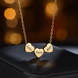 Custom Engraved Name Heart Pendant Necklace Personalized Stainless Steel Infinity Necklace For Women Girl Christmas Jewelry Gift