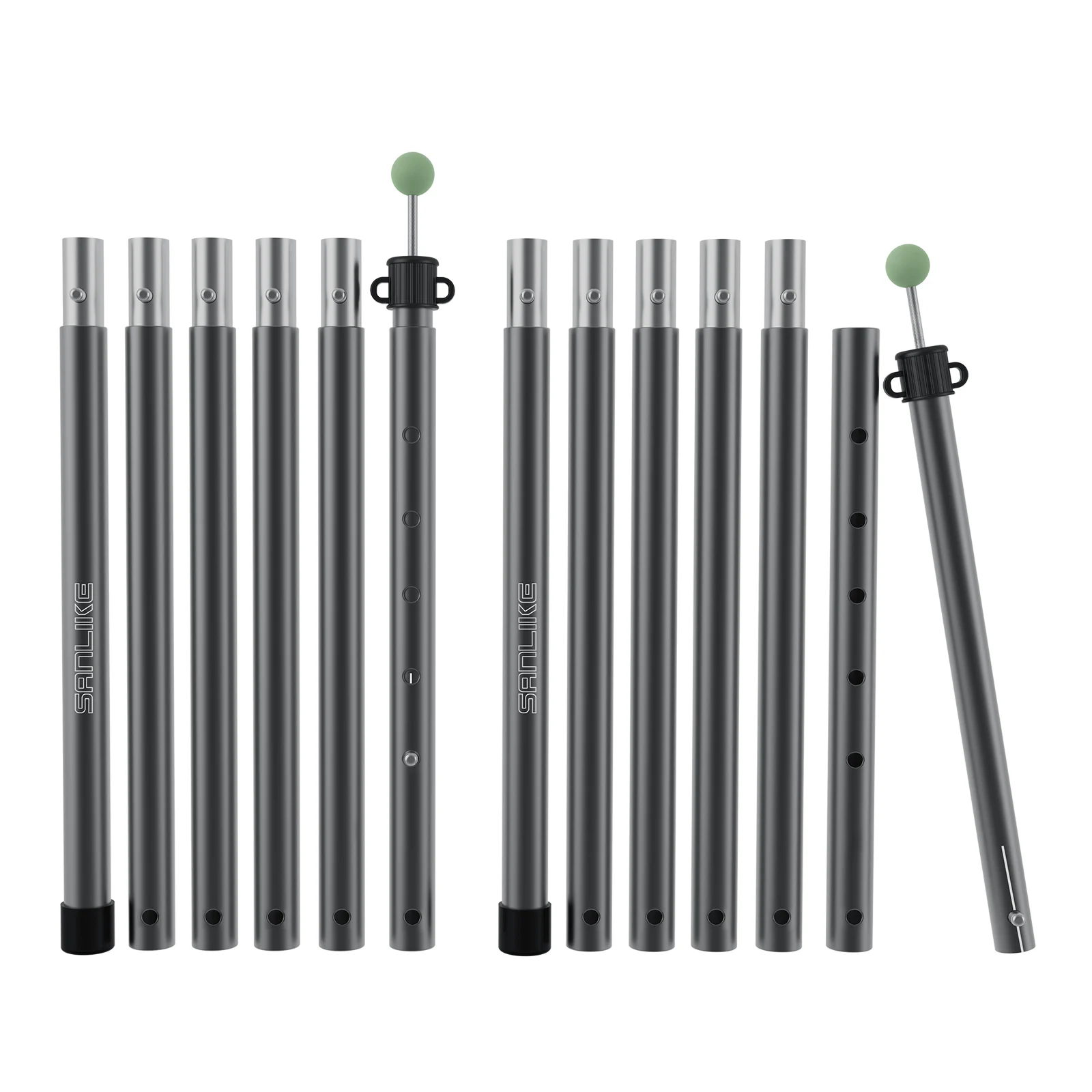 SANLIKE (SANLIKE) Tarp Pole Canopy Pole Aluminum Push Button 6 Verses Connected General About 240cm Diameter 25mm Heavy Duty Tent Pole Compact Camping Aluminum Pole 2 Pieces Set (Gray/Red)