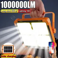 NEW 2400mAh Solar Rechargeable Camping Lantern High Power Bank LED Tent Light Powerful Magnet Flashlight Repair Emergency Lamp