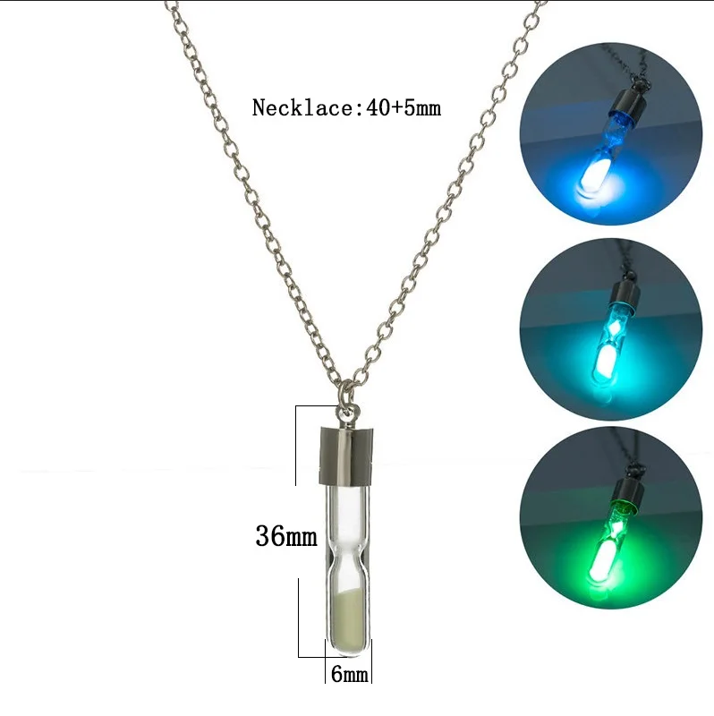 2022 fashion hourglass Luminous  Pendant  Necklace Glowing in the Dark  Hollow Luminous Pendant Necklace Jewelry Halloween Gifts