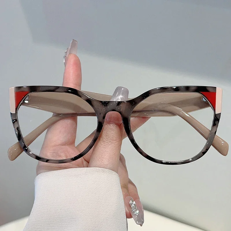 KAMMPT Übergroße Cat Eye Brille Frauen Neue Mode Patchwork Rand Optische Rahmen Chic Marke Design Blau Licht Blockieren Brillen