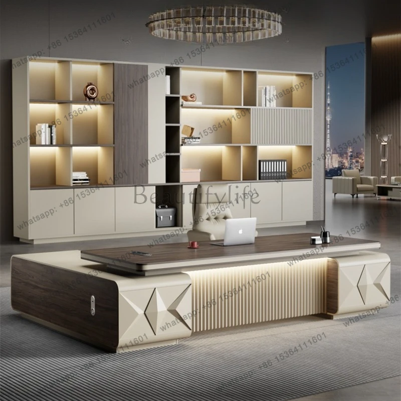 

Boss desk office chair combination l shaped Computer table filing cabinet bureaux Gaming mesa escritorio home office furniture