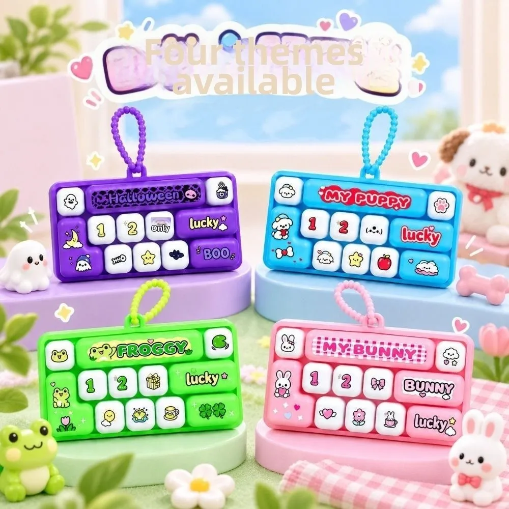 Cartoon 12 Keys Keyboard Keychain Animals Mini Keyboard Clicker Keychain Pressable Keys Relaxed Fingertip Button Keyring