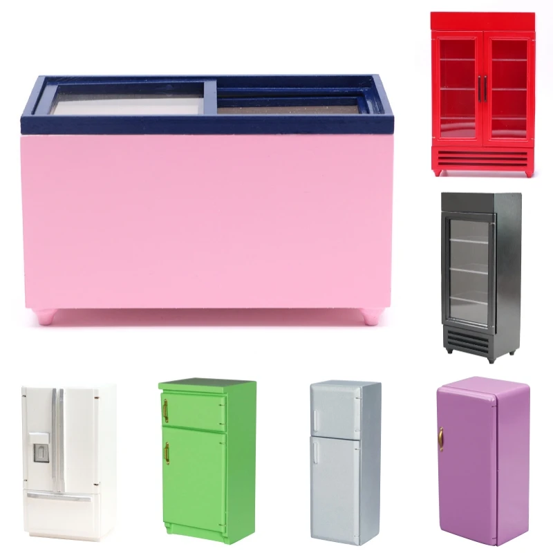 

1:12 Dollhouse Miniature Kitchen Fridge Model Supermarket Store Living Room Refrigerator Pretend Play Toy Doll House Accessories