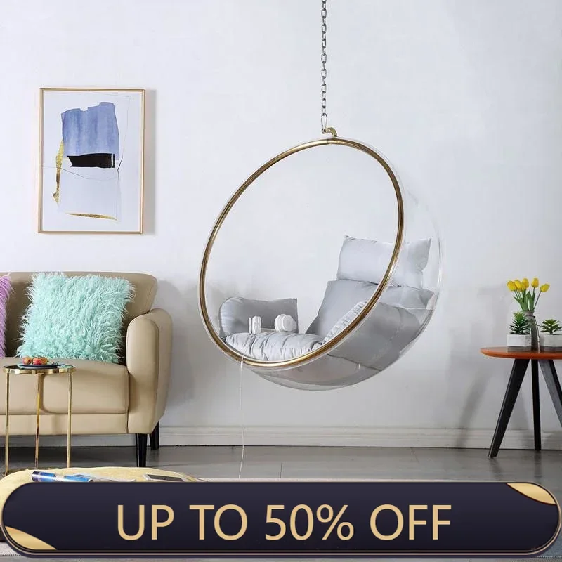 Hanging Chair Vertical Egg Pendulum Ball Golden Bubble Chair Outdoor With Hanging Chain