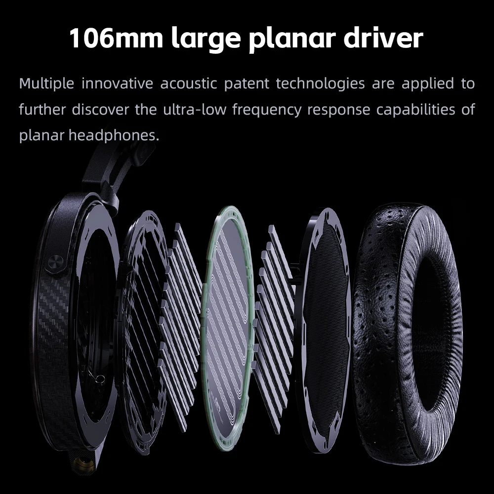 FiiO FT7 Gold Diaphragm Open-Back Planar HiFi Headphones for Home, Studio, Recording, High Sensitivity