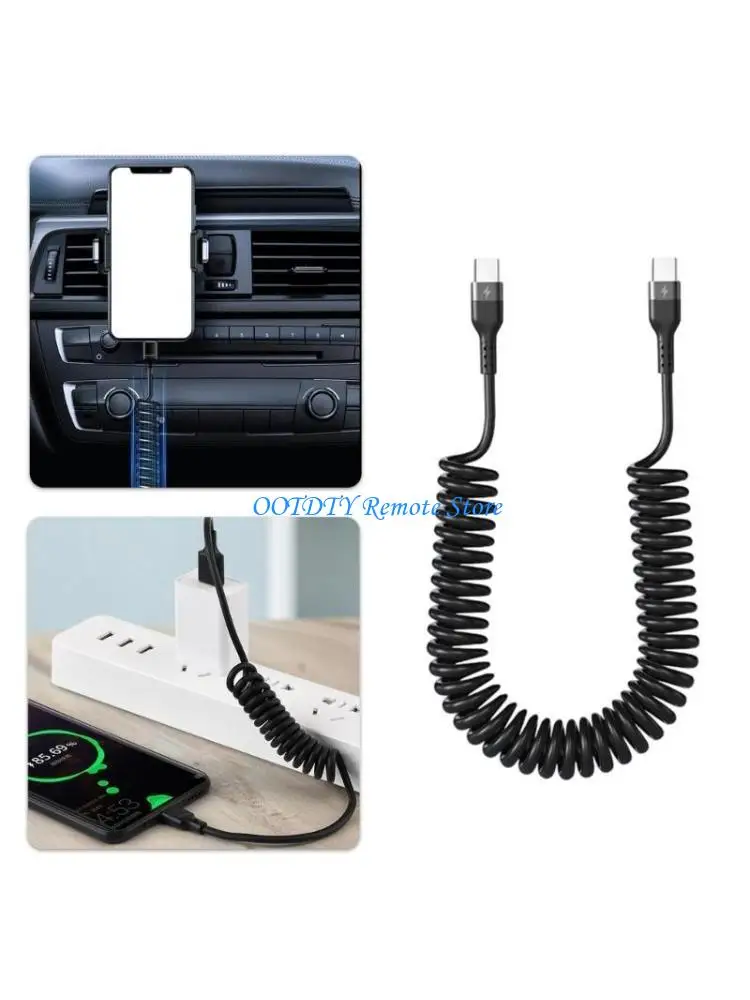 Two Type C 120W Rapid Cable Flexible Spring PVC Material for Tablets