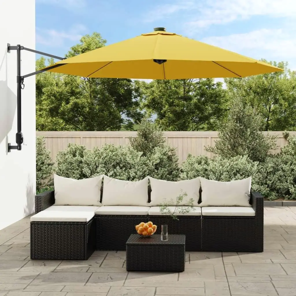 290 cm Yellow Wall-Mounted Parasol Umbrella for Outdoor Shade & Sun Protection