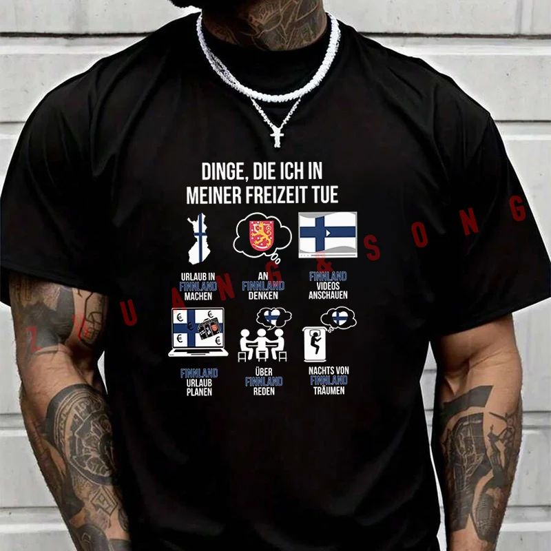 

Summer Finnland Spruch Lustiger T-Shirt For Riders Men's And Women's Fashion Casual High Quality Round Neck Tshirt Tee