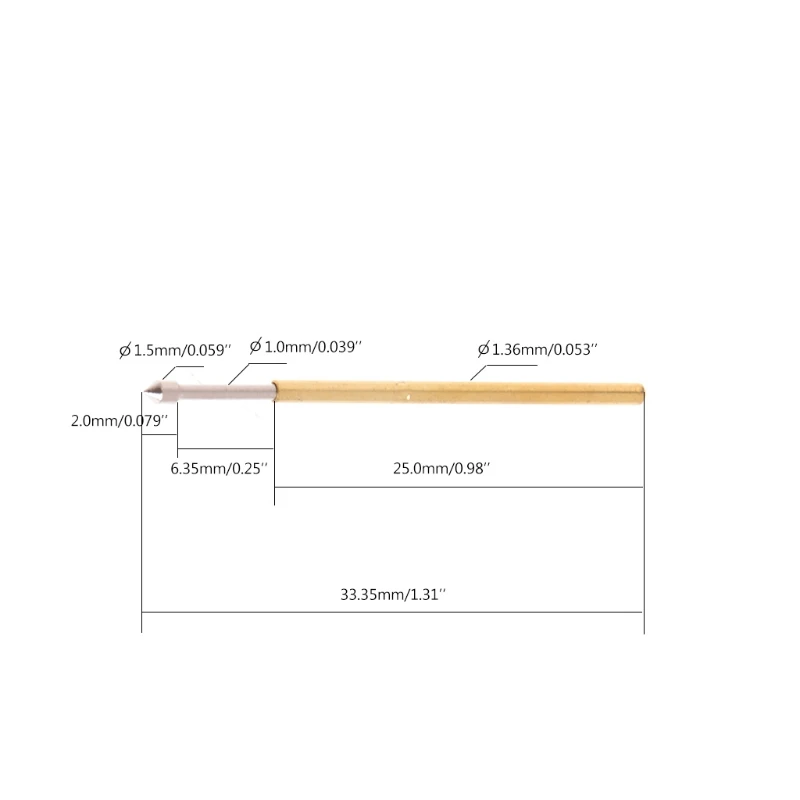 2024 New 100 Pcs/1 Set Professional Spring Test Probe Pogo Pin P100-E2 Dia 1.36mm Length 33.3mm