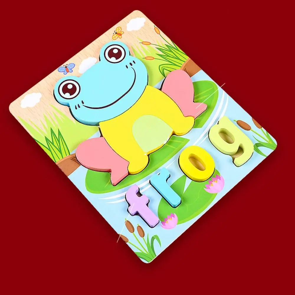 Logical Thinking Training Bee Cartoon Animal Traffic Jigsaw Frog Car 3d Wooden Puzzle Cartoon Educational Toys Kids Gift