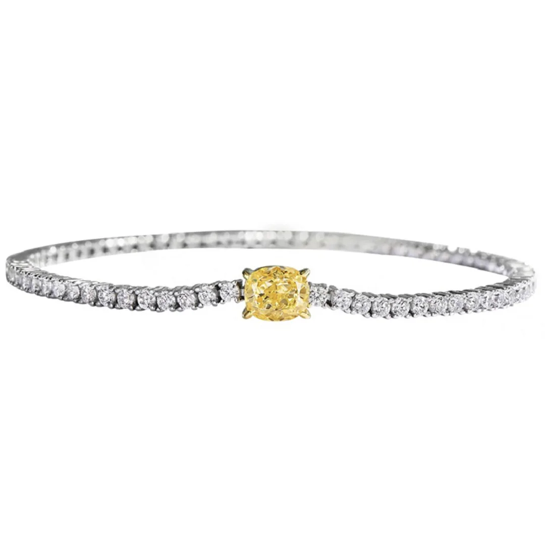 Full Circle Small  Row Diamond Bracelet 1 Carat Women's Simulation Jewelry S925 Silver Fashion 3-point