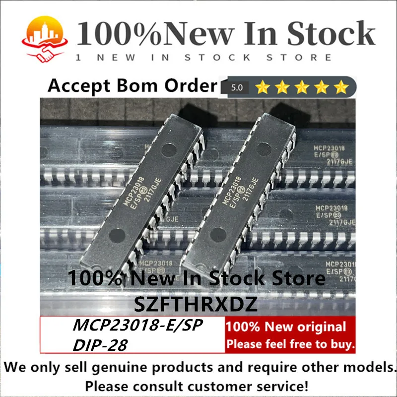 100% NEW ORIGINAL MCP23018-E/SP DIP-28 MCP23018-E/SO SOP-28 MCP23018-E/SS SSOP-24 MCP23018-E/MJ QFN-24 Interface I/O Extender