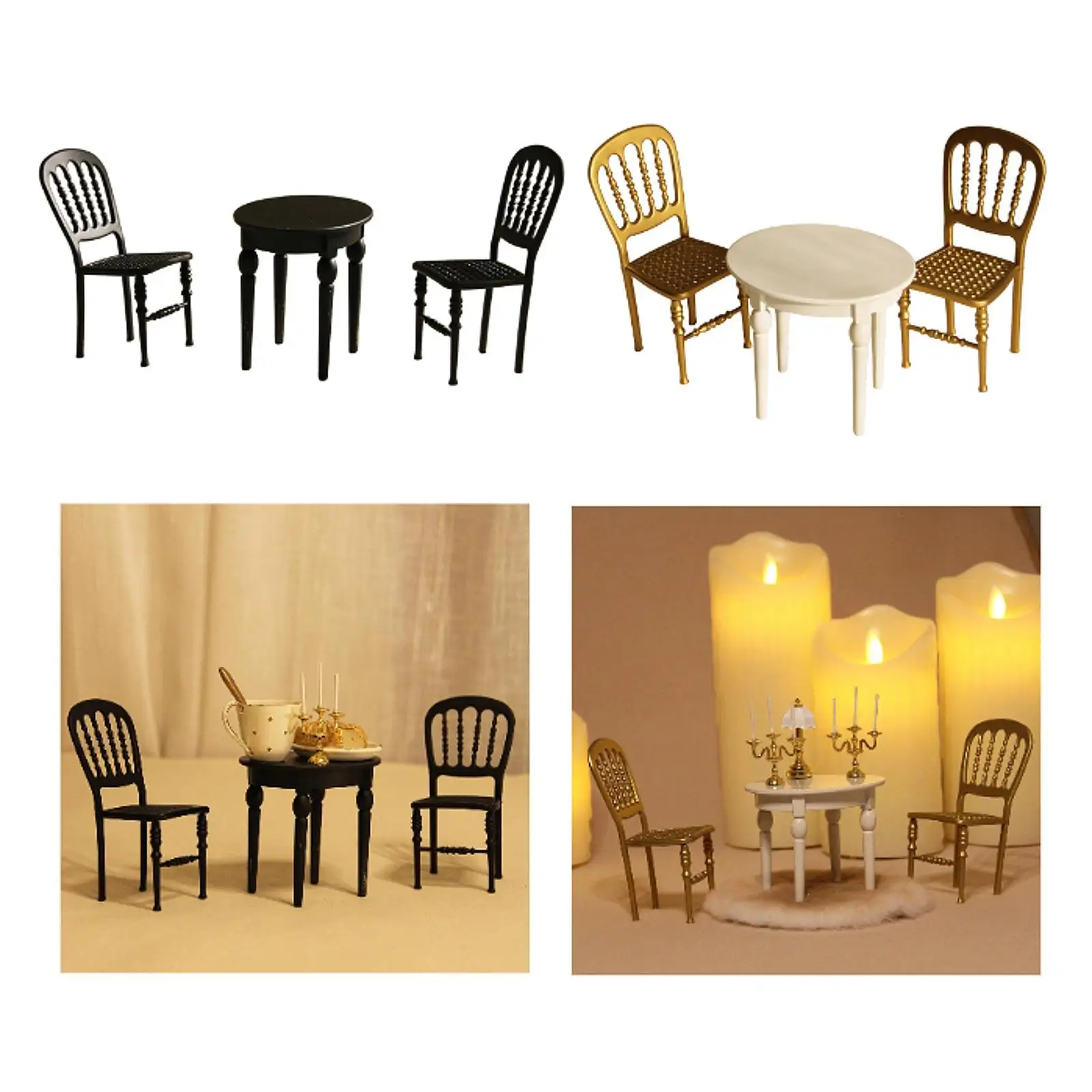 

1/12 Dollhouse Miniatures Table Chair Pretend Play Props Simulation Mini Furniture