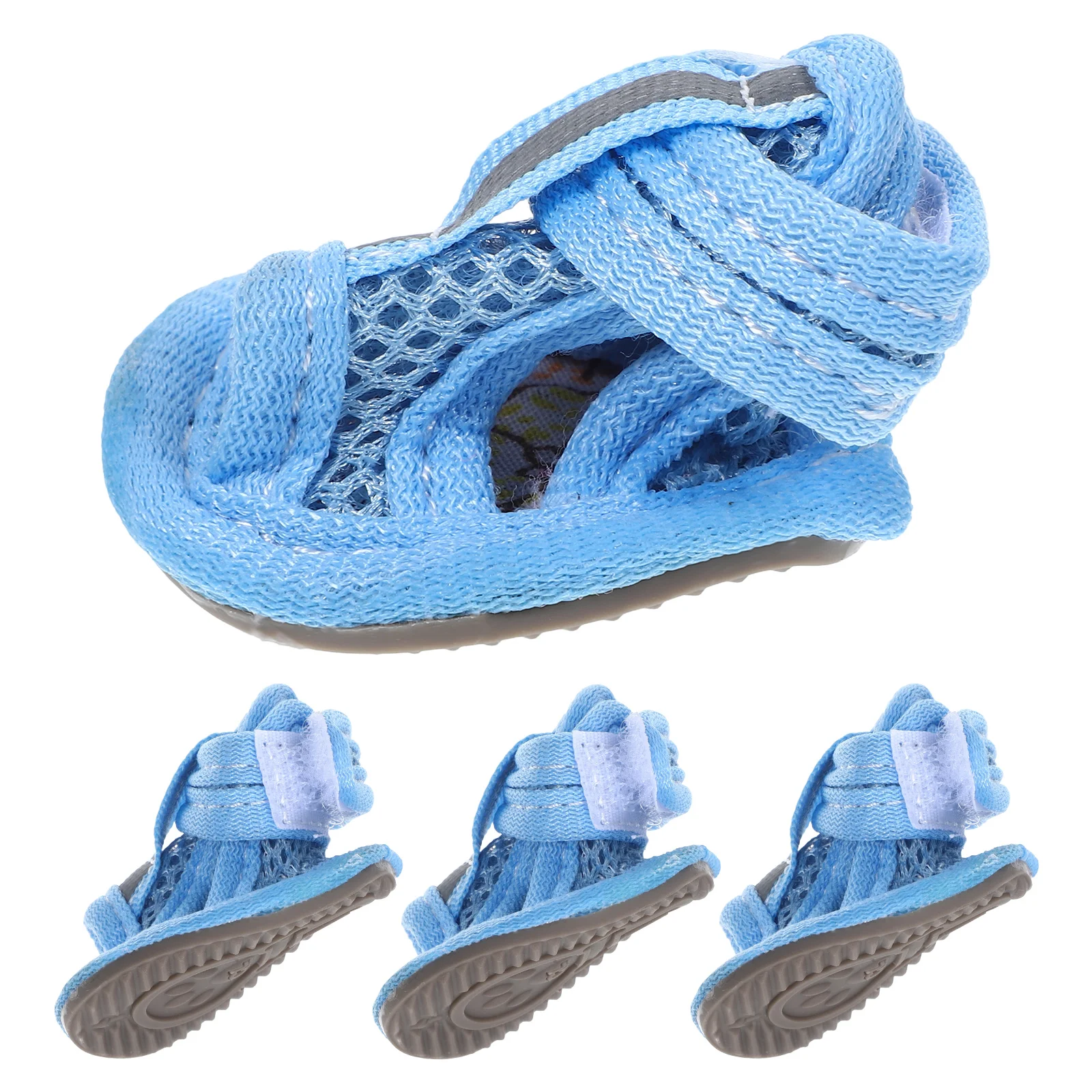 

4pcs Dog Shoes Breathable Mesh Pet Sandals Summer Anti-slip Beach Sneakers Flexible Sole 5 Sizes Pet Supplies