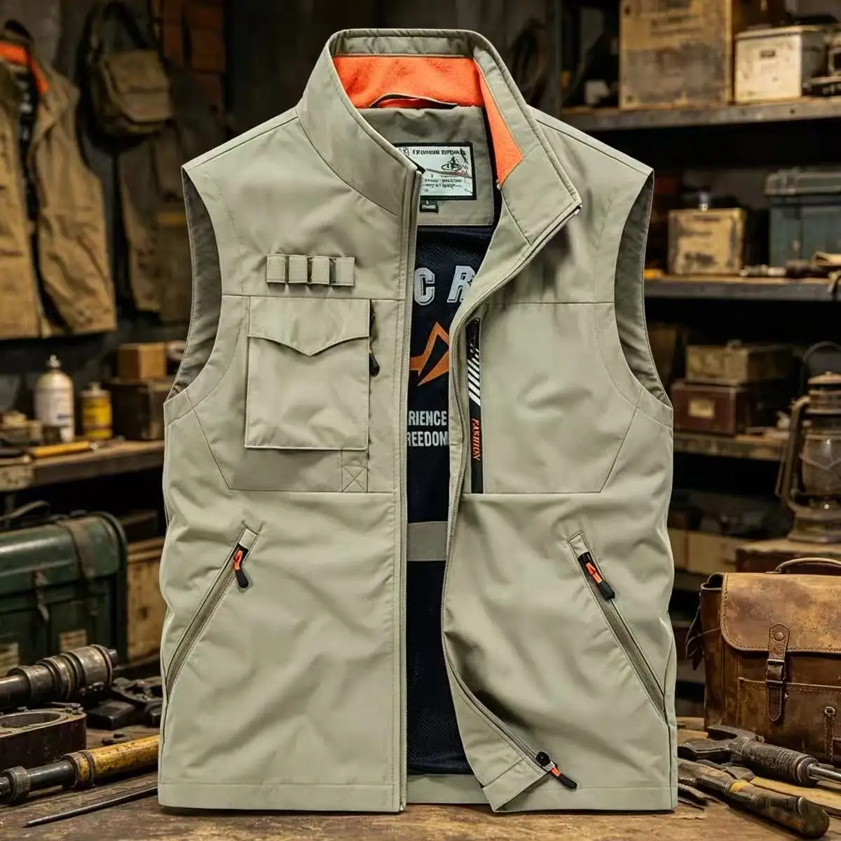Outdoor photography vest fishing advertising shirt printed logo Casual waistcoat custom printed multi-pocket overwear tooling