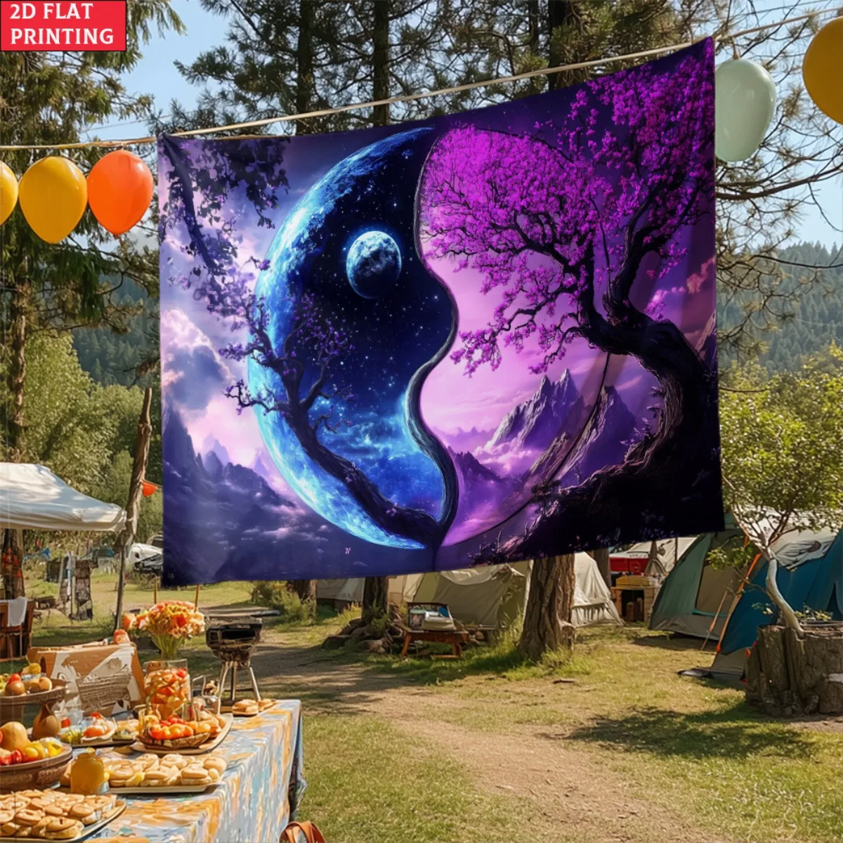 Yin yang tree cosmic galaxy tapestry spiritual bohemian wall art psychedelic bedroom decor meditation room mural hippie tapestry