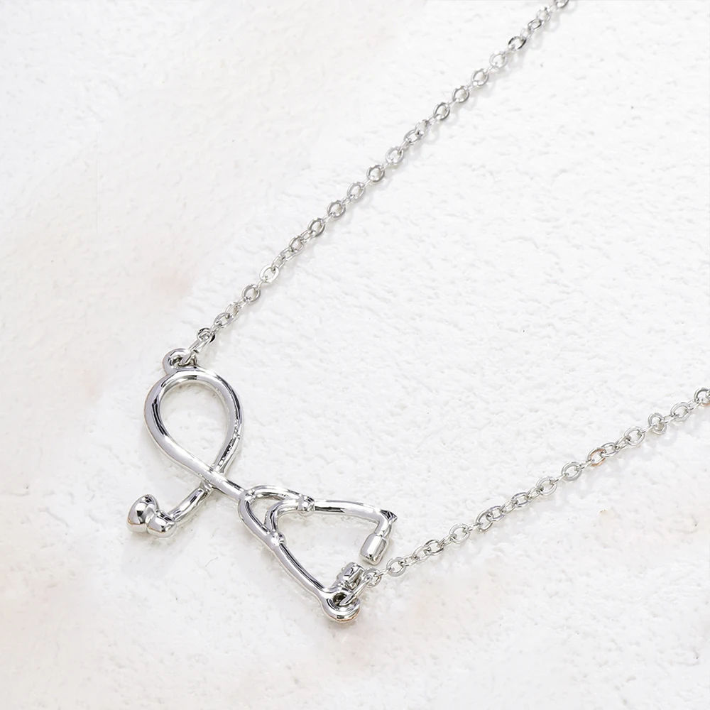 Exquisite Stethoscope Pendant Necklace, Simple Medical Style Accessories, Caring Accessories Gifts for Medical Staff