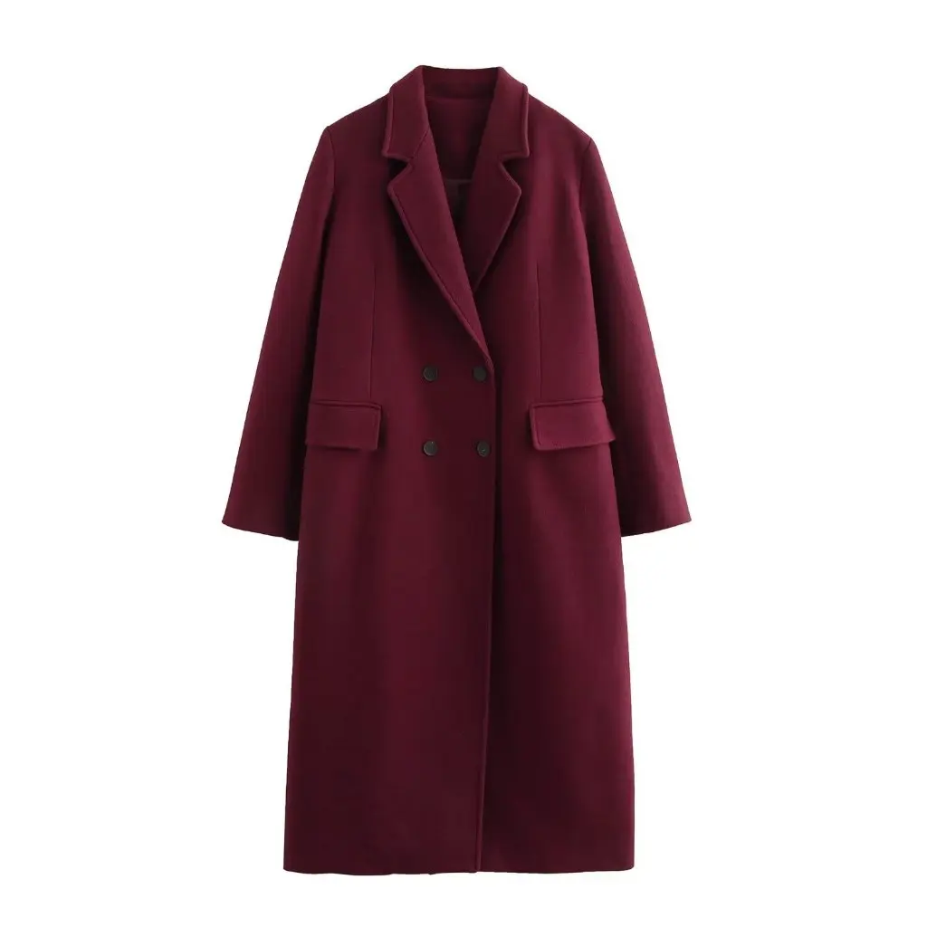 

Women's Double-Breasted Woolen Windbreaker Coat European American Fashion Spring Autumn New F610957