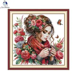 Joy Sunday Counted Cross Stitch Complete Kit DMC Embroidery Thread Figure Pattern 16CT 14CT 11CT Printed Fabric Home Decor