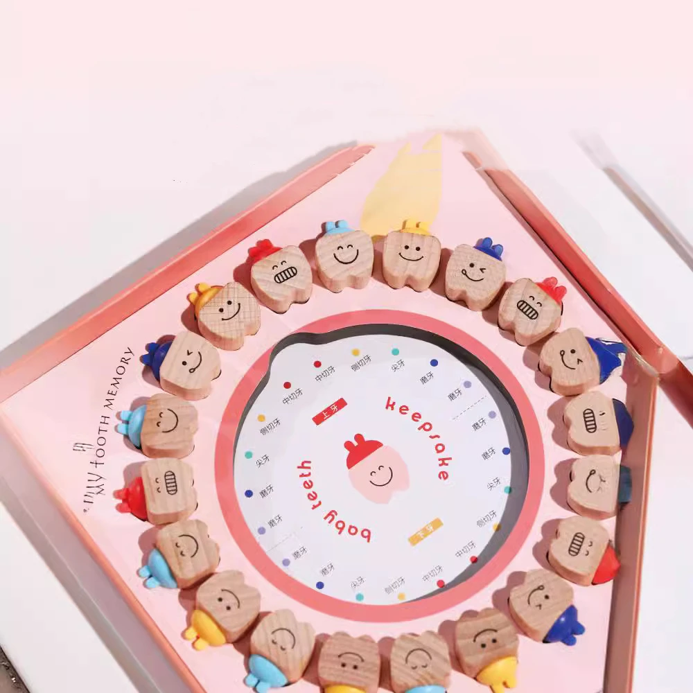 Cartoon Wooden Baby Tooth Box Hair Collection Storage Box Milk Teeth Organizer Kid Cute Gifts Cartoon Breast Teeth Case Kid
