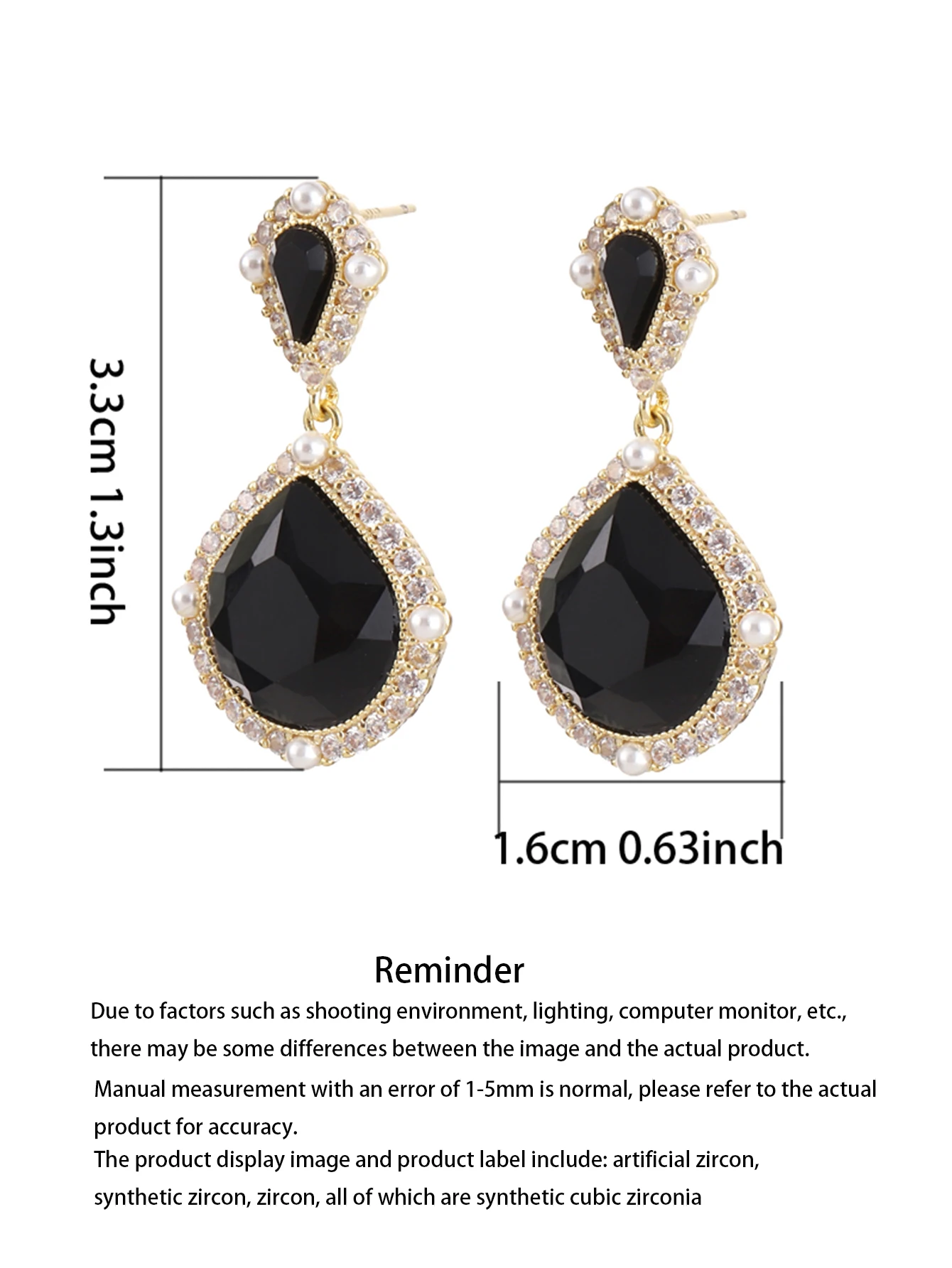

European and American glass crystal zircon earrings, elegant and simple earrings, pearl zircon earrings