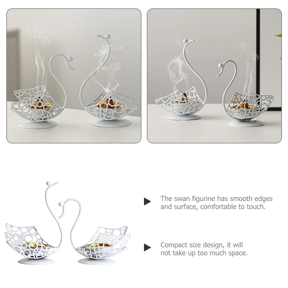 

Pair Iron Desktop Decor Office Iron Swan Sculpture Living Room Metal Swan Decor Metal Crafts Smooth Surface Durability