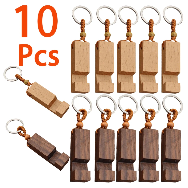 10Pcs Portable Cell Phone Stand Keychains Wooden Keyring Cell Phone Holder Accessories for Women Men Gifts