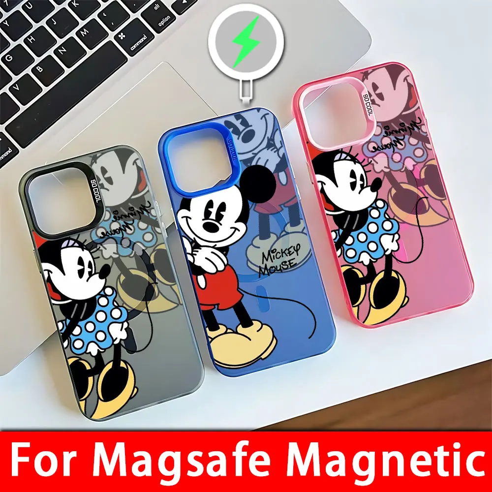 حالة الهاتف المغناطيسي لفون ، لطيف مضحك ميكي ميني ، Magsafe غطاء مطلي بالفضة لفون 11 ، 12 ، 13 ، 14 ، 15 ، 16 Pro Max ، Plus ، إبداعي #2