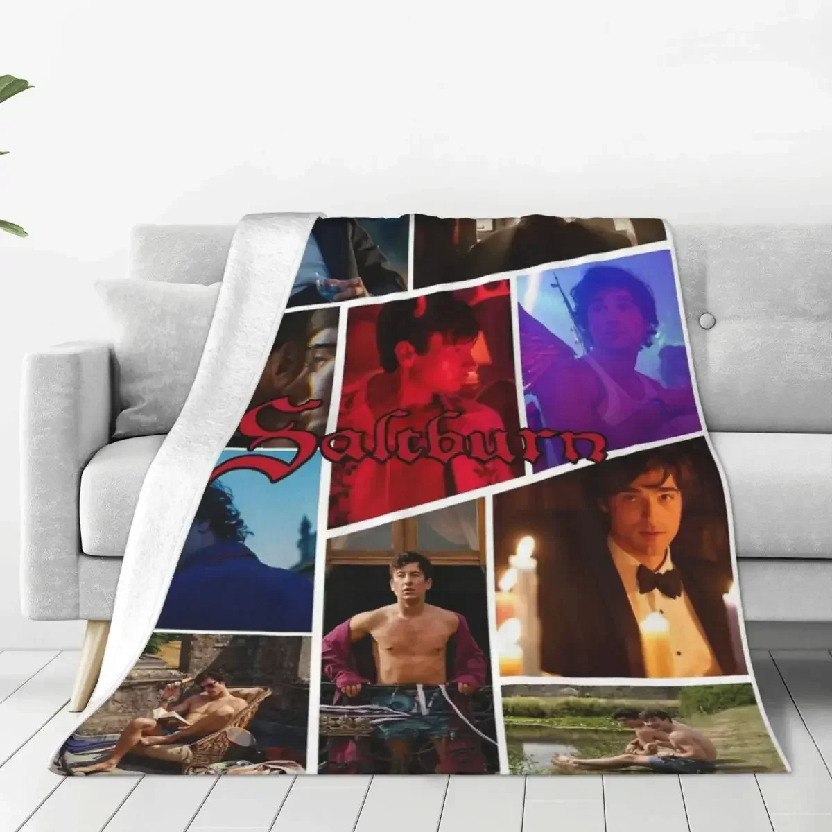 

Saltburn Movie Blanket Cover Velvet Jacob Elordi Super Soft Throw Blanket for Airplane Travel Bedspread