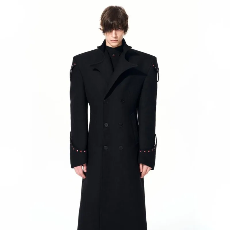 WVGA Autumn Winter New Men's Tide Double-breasted Mid-length Trendy Jakcet Niche Chic Casual Padded Thickened Trench Coat W20224