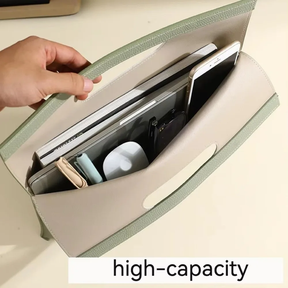 Luxury A4 Business File Holder PU Leather Large Capacity Document Bag Waterproof Slim Tote Bag Office Organizer