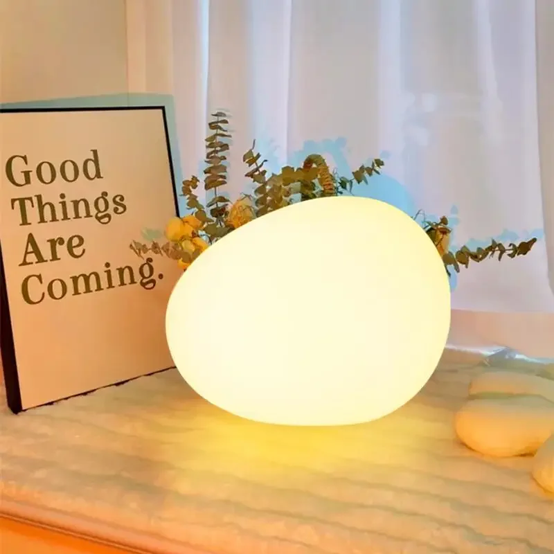 Cobblestone Table Lamps Novelty Modern Minimalist Atmosphere Stepless Dimming Night Light Romantic Home Decors for Bedroom Hotel