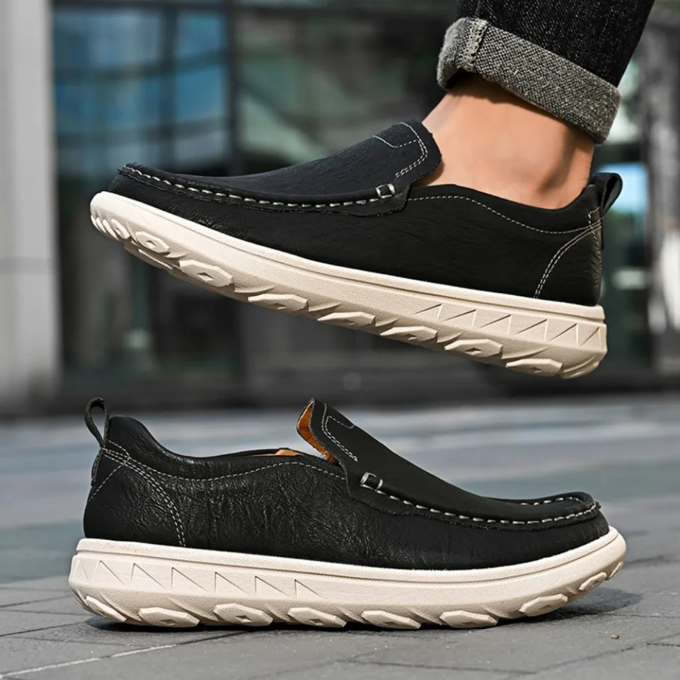 جديد حذاء رجالي كاجوال موضة أحذية رجالية مريحة عالية الجودة جلد الرجال أحذية قيادة اليدوية حذاء مسطح الرجال أحذية رياضية #5