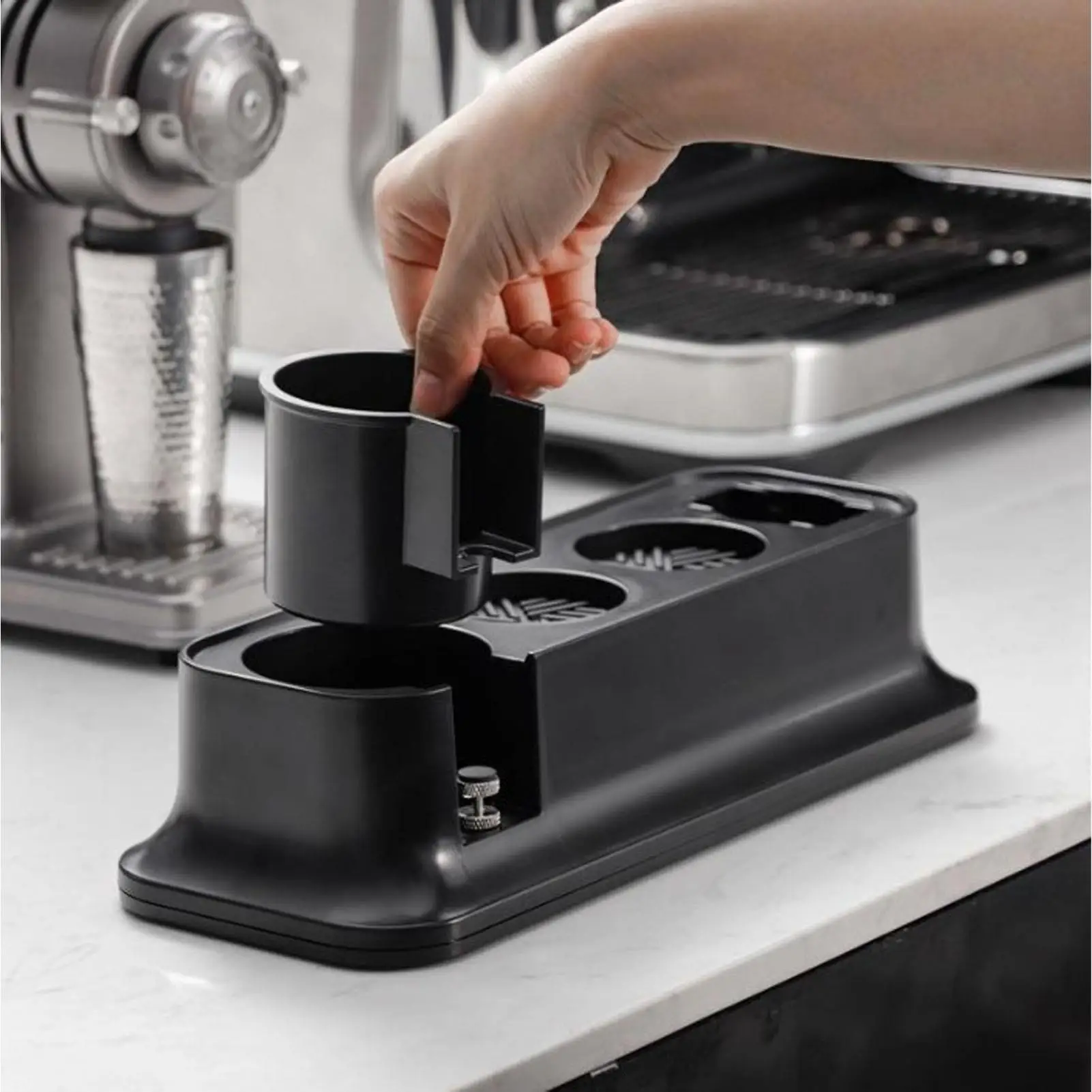 Coffee Tamper Station with Holder & Mat for 51 /54/58mm Portafilters - Coffee Tamping Stand & Filter Accessory