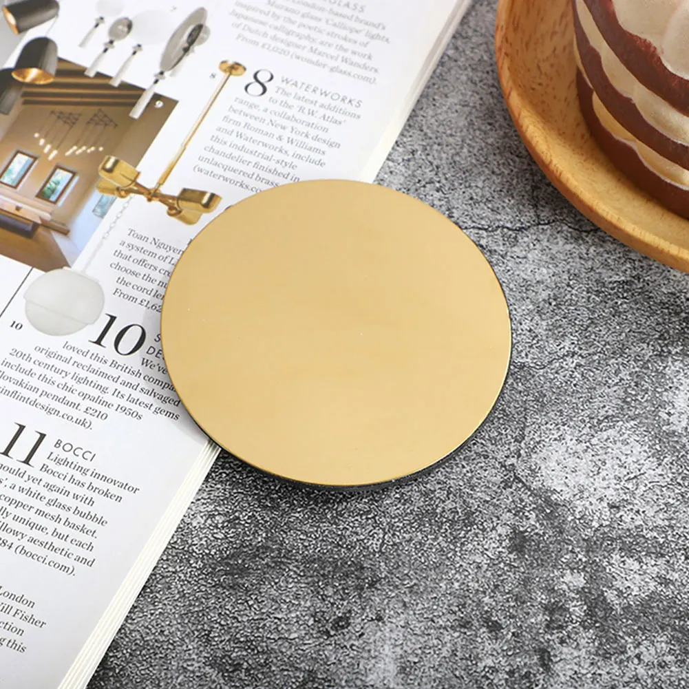 

6Pcs Stainless Steel Coasters Gold Cup Coasters Set Non Slip Mirror Drink Coasters Metal Cup Coasters for Coffee Mug Tea Cup