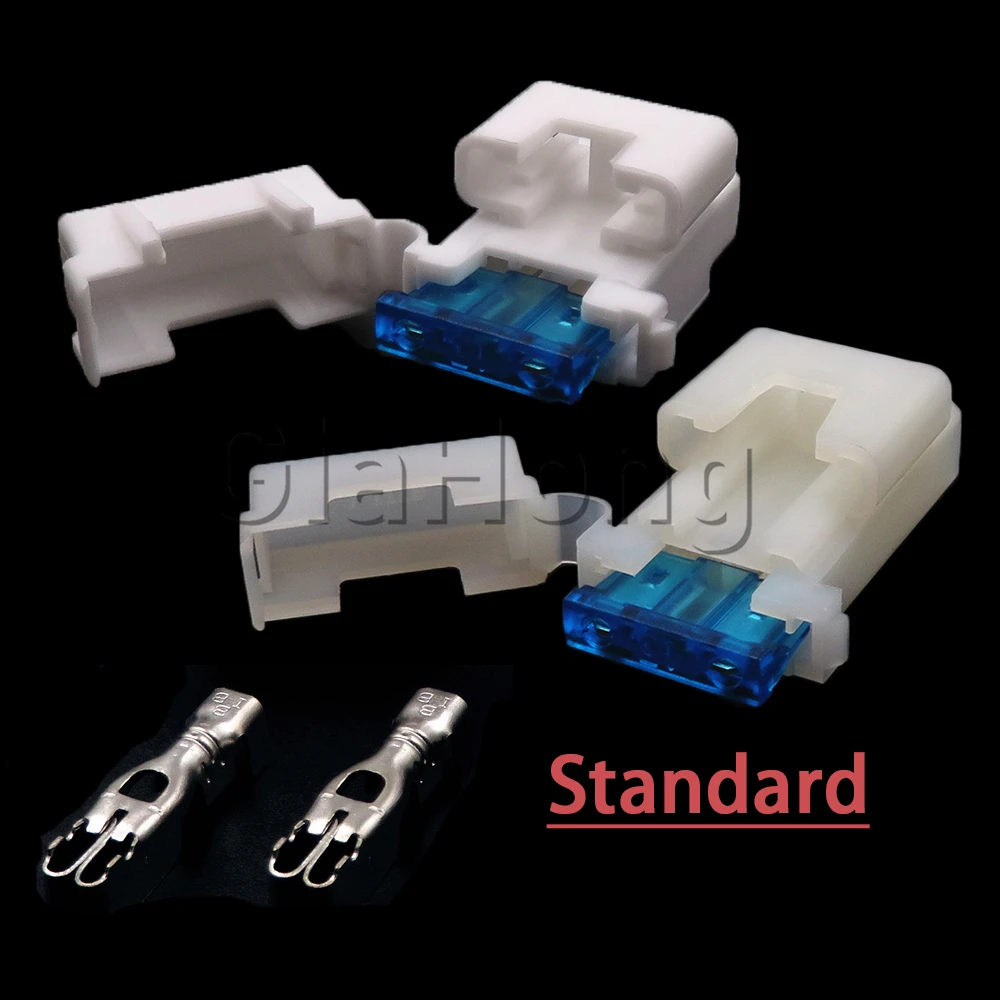 1 Set White Auto AC Assembly Insurance Socket Blade Fuse Holders Standard/Middle/Medium Fuse Box Assembly with 2pcs Terminals