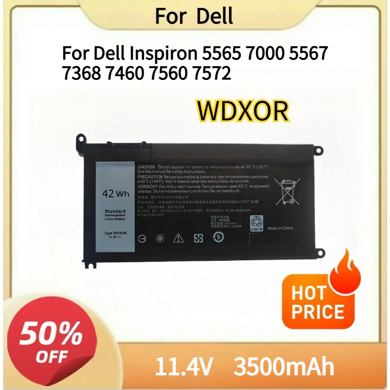 

New Laptop Battery WDXOR For Dell Inspiron 5565 7000 5567 7368 7460 7560 7572