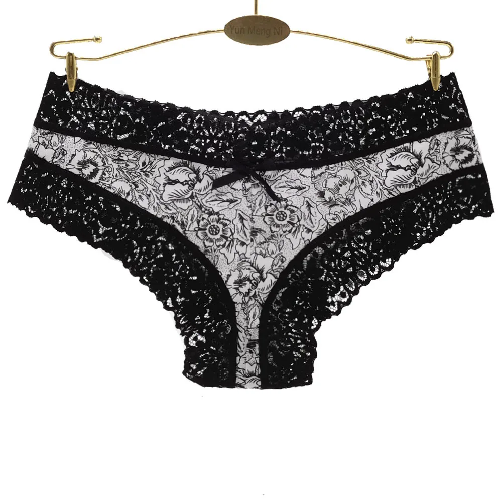 Culotte Sexy en dentelle pour femmes, sous-vêtements en coton, avec nœud papillon, Bikini, 5 pièces/ensemble, nouvelle collection