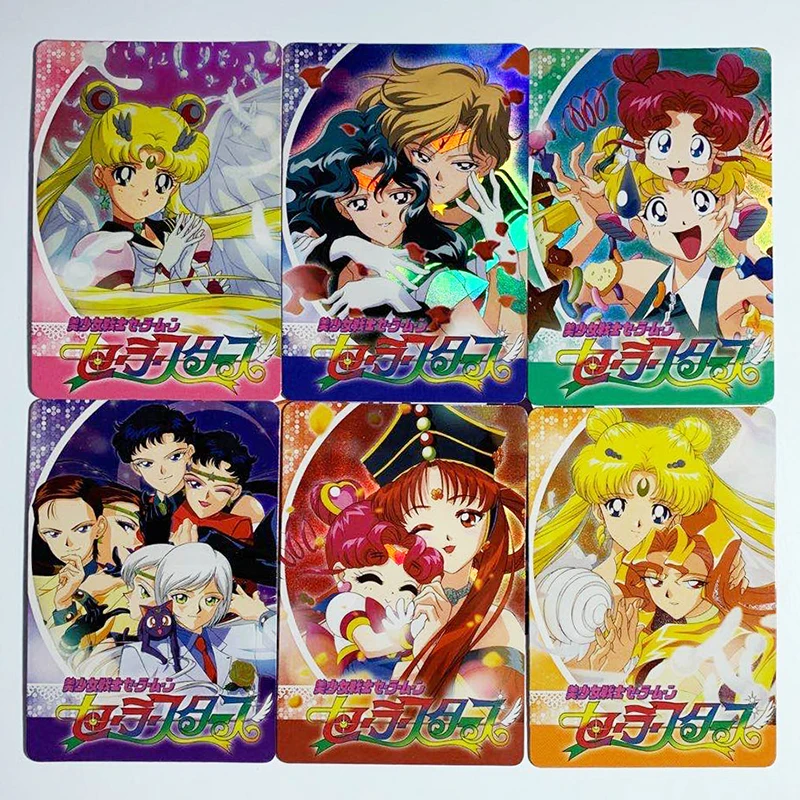 DIY 6 Stück Sailor Moon Sailor Stars Flash Card Tsukino Usagi Sammelkarte Anime Collection Action Toy Figures Geschenke