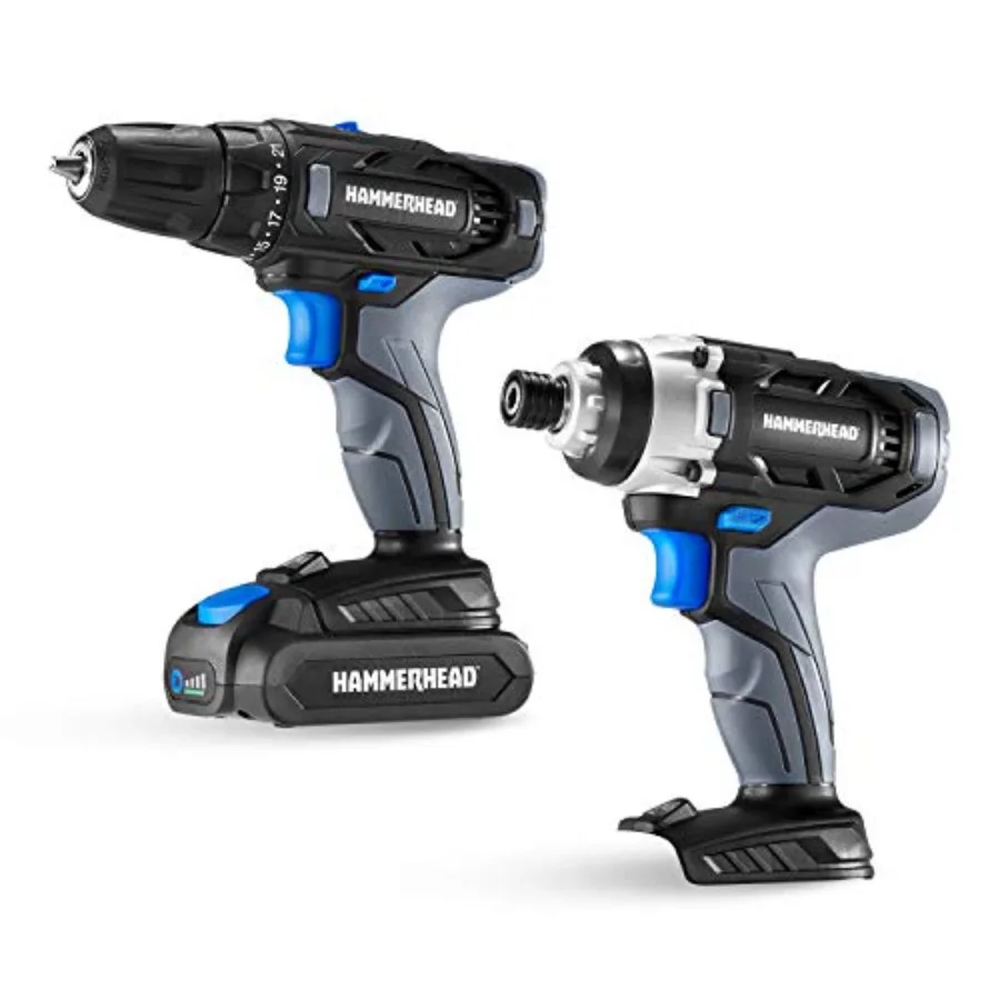 

20V Cordless 2-Tool Combo Kit: Drill and Impact Driver with 1.5Ah Battery and Charger - HCC2020