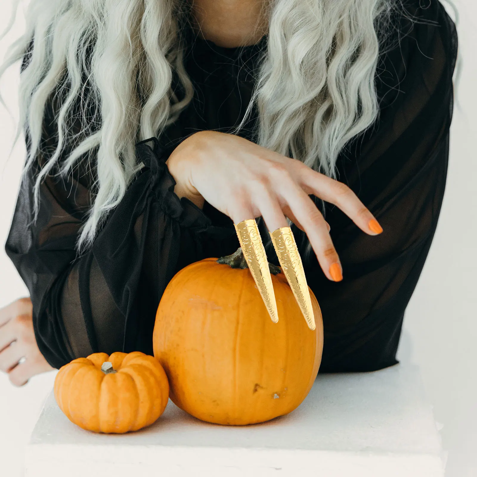 

5Pcs Finger Nail Claw Rings Alloy Halloween Fingertip Covers Cosplay Accessories Party Supply Performance Props Nail Decorations