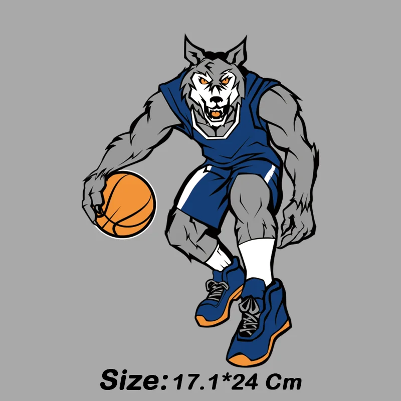 Retro Sports Animal Basketball Cartoon Heat transfers stickers for clothing DIY Printed Clothing Thermoadhesive Patches Pattern