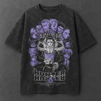 Camiseta gráfica de Anime Hunter x Hunter Chrollo, ropa de manga corta para hombre, Camiseta informal de algodón, Retro, lavado con ácido, suave de alta calidad