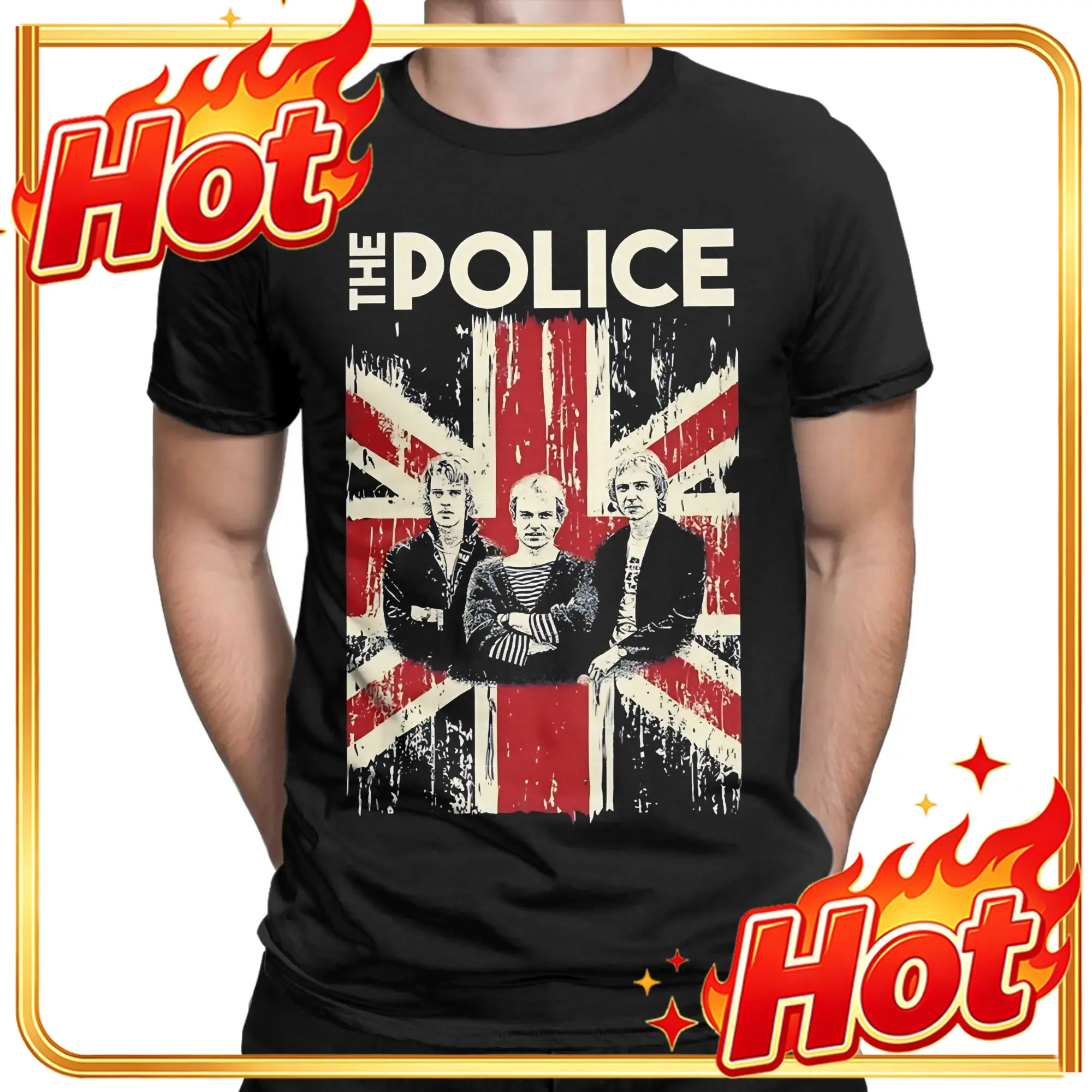 Custom Top Hot Sale The Police Rock Band Classic Poster Print T-shirt Men Women Cotton Solf Casual Oversized Harajuku Top