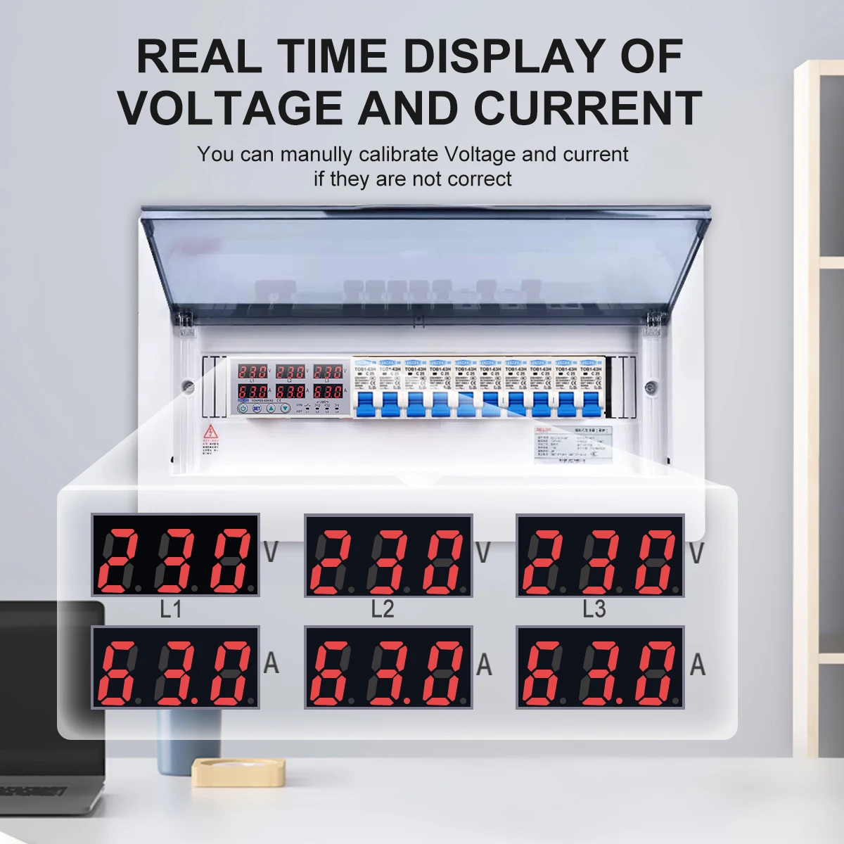 3 Phase 63A Din rail adjustable Over Under Voltage current limit protection Relay Protector SYN ASYNC Synchronous Asynchronous