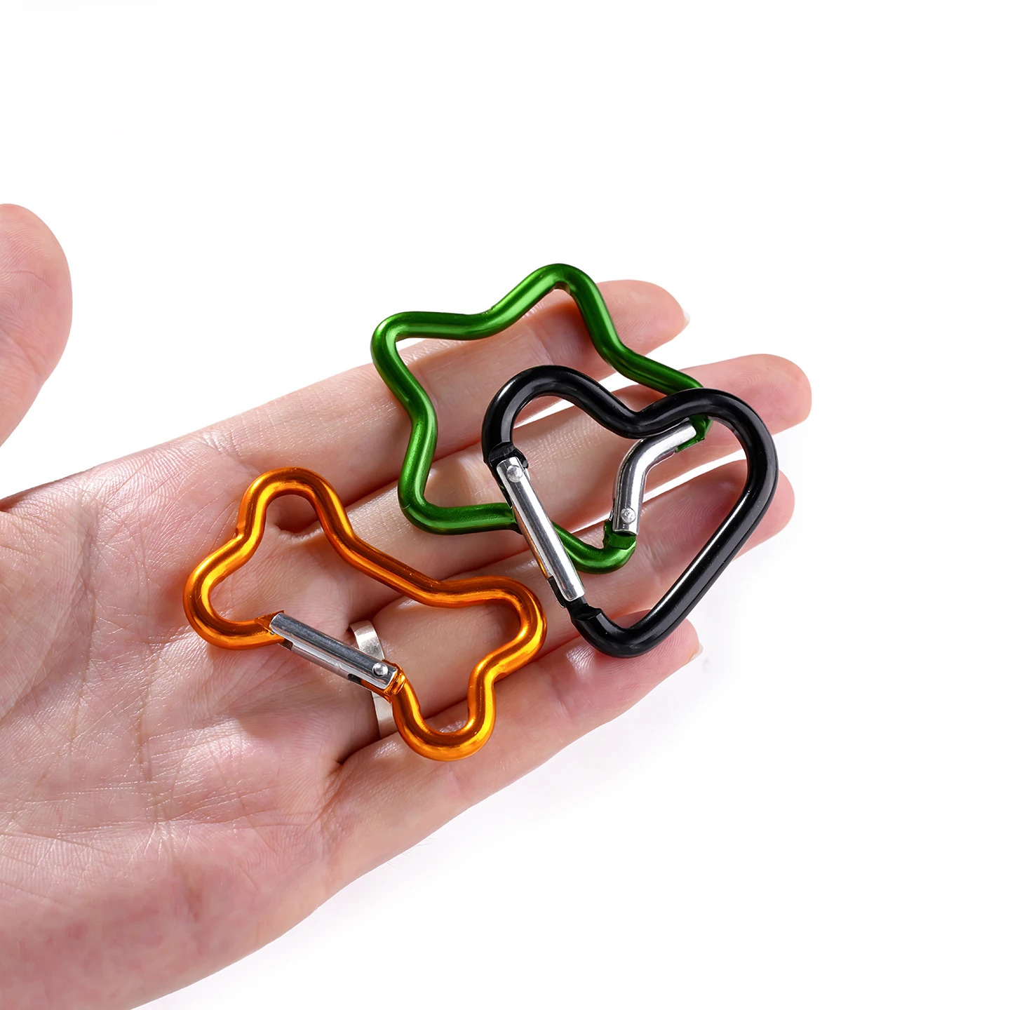 1pcs/Lot Aluminum Mini Carabiner Clip Star/Heart/D/Bone Shaped Locking Buckle for Outdoor Tools DIY Jewelry Making Findings view 6