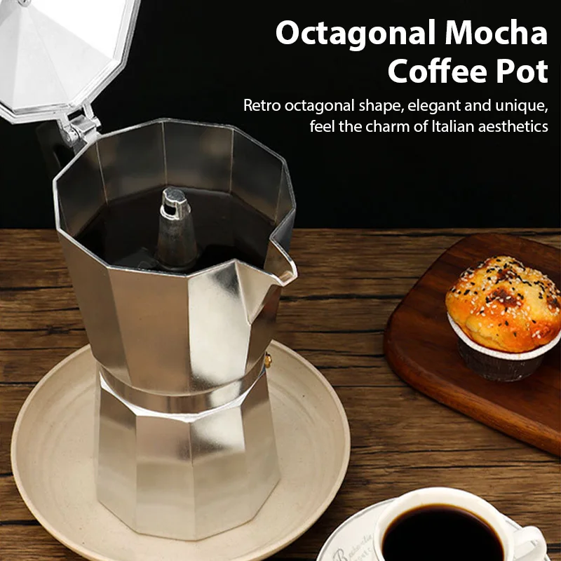 الألومنيوم غلاية قهوة لاتيه Percolator المنزل الإيطالية مثمنة موكا إبريق قهوة مكتب السفر في الهواء الطلق التخييم إسبرسو براد شاي